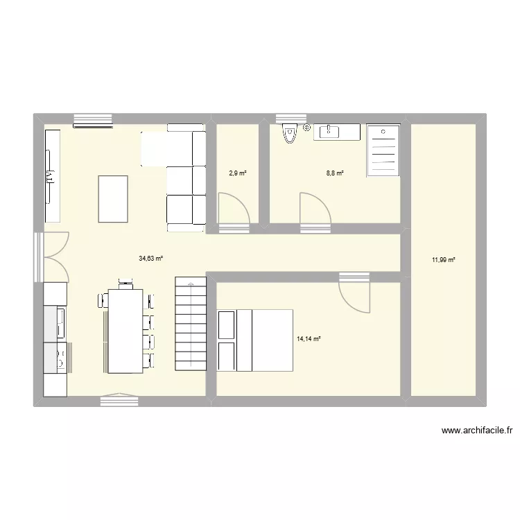 EVAN. Plan de 5  et 72 m²