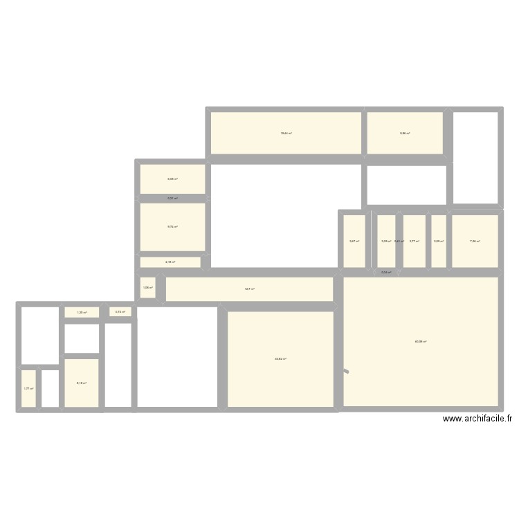 blanchisserie. Plan de 21 pièces et 183 m2