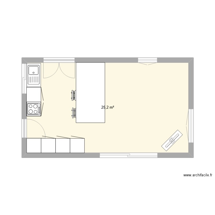 cuisine ete. Plan de 1 pièce et 25 m2