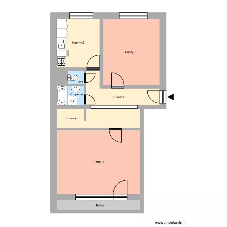 Hornick&aacute; 663, byt 6. Plan de 13  et 188 m²