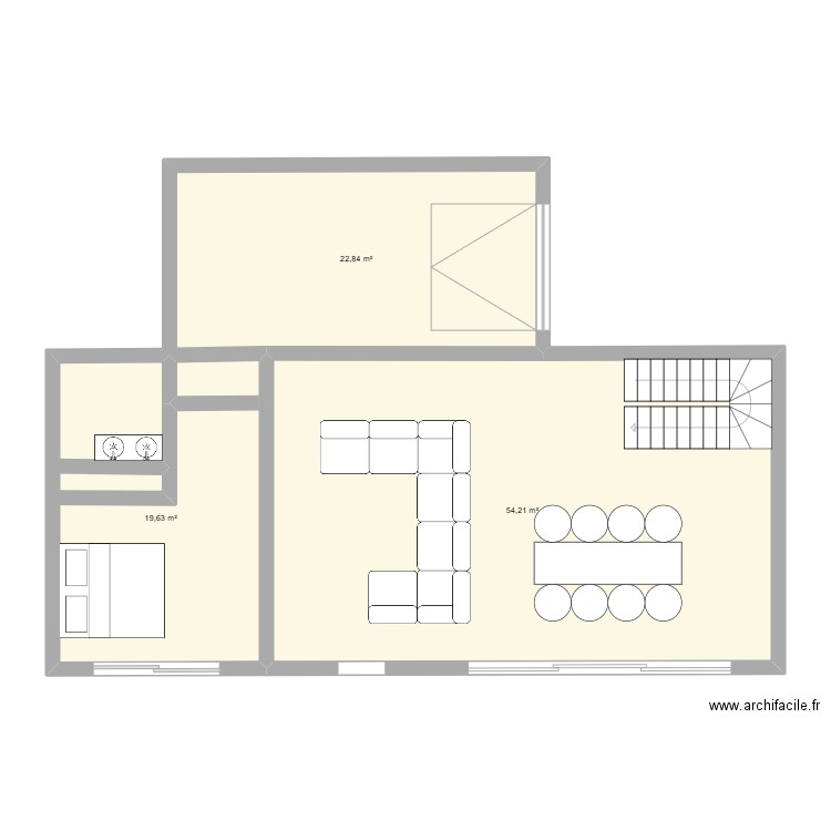goules. Plan de 3 pièces et 97 m2