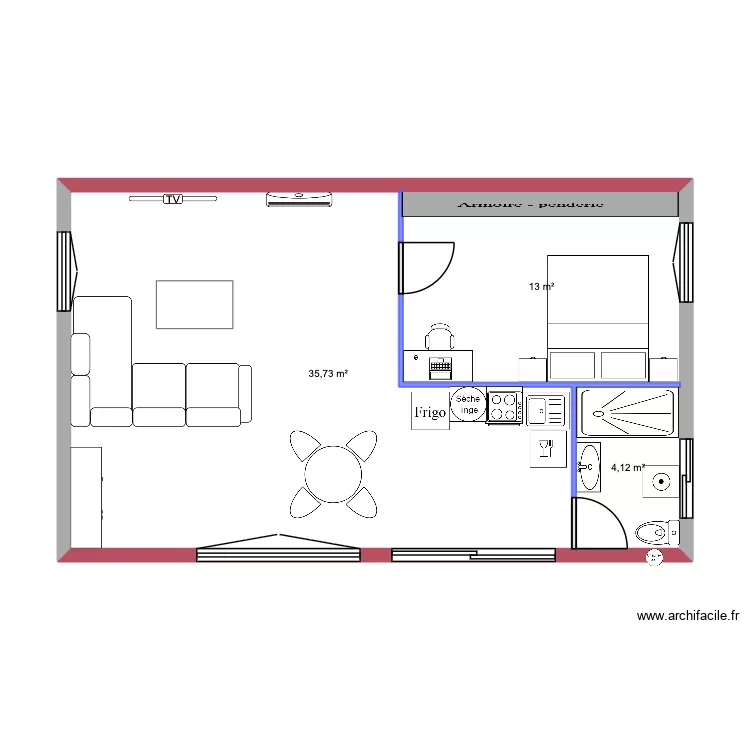 maison. Plan de 3  et 53 m²