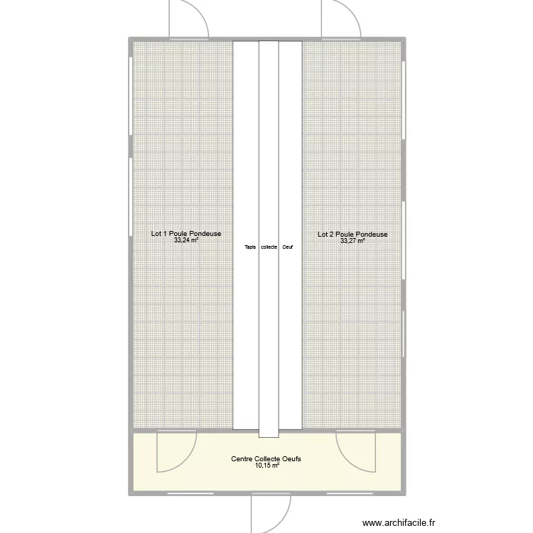 plan batiment pondeuse. Plan de 3  et 77 m²