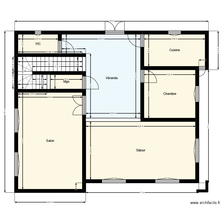 plan de terrain 10mx12m Client 36 20 14 26. Plan de 8 pièces et 95 m2