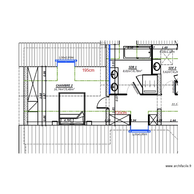 Duquesne - lucarne 1 et 2. Plan de 0 pièce et 0 m2