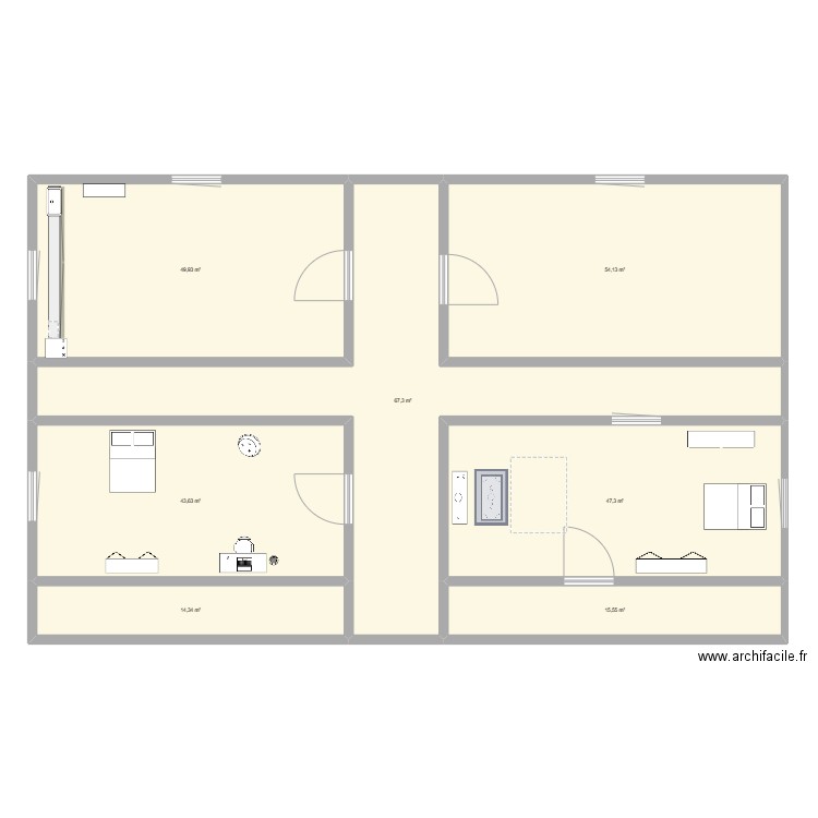 Projet Mbade POUYE. Plan de 7 pièces et 292 m2