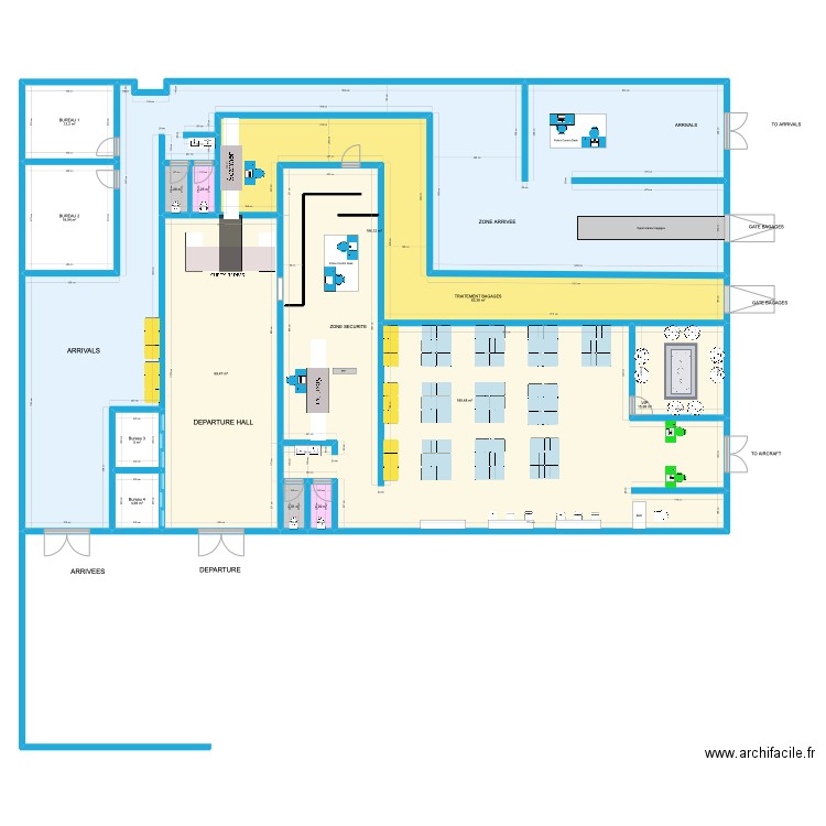 AEROGARE YOFF. Plan de 13 pièces et 576 m2