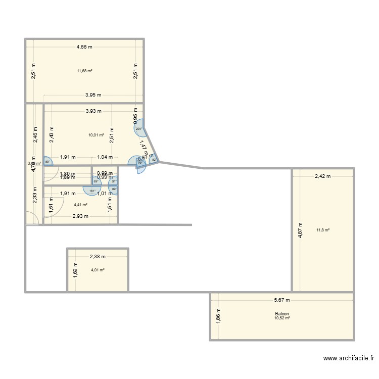 Sartrouville 2. Plan de 9 pièces et 58 m2