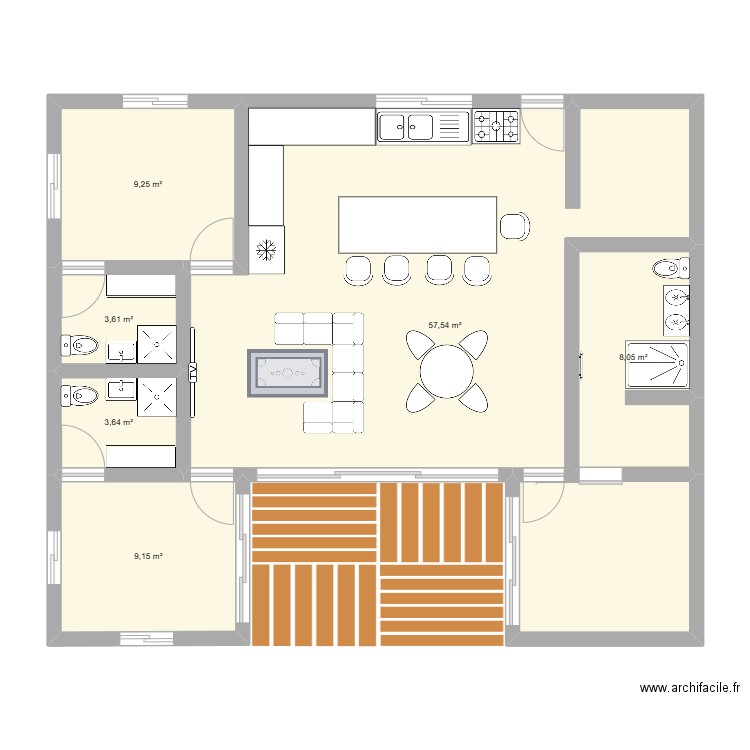 plan 2. Plan de 6 pièces et 91 m2