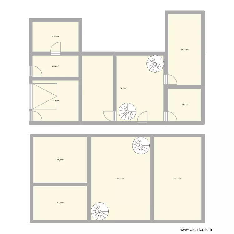 projet de groupe. Plan de 10 pièces et 173 m²