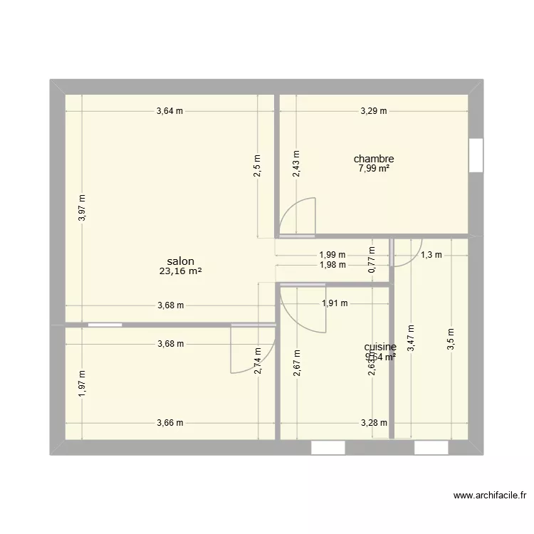 MAISON. Plan de 3  et 41 m²