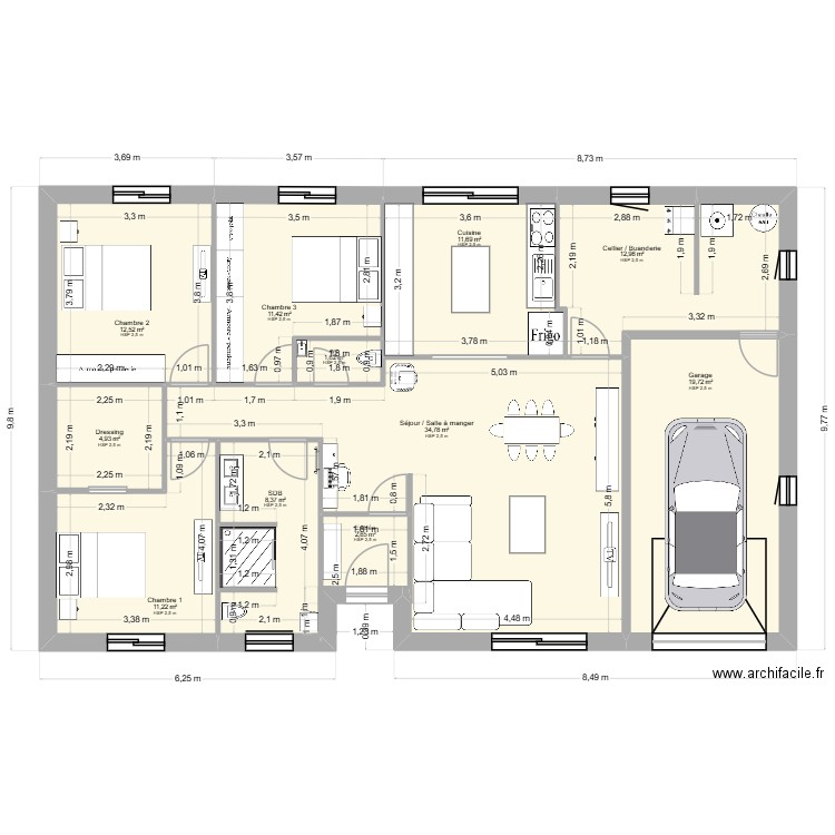 kroum et souria 10. Plan de 11 pièces et 132 m2
