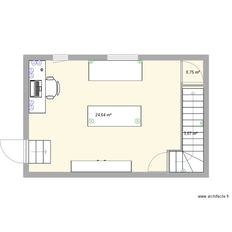 Atelier Lidy. Plan de 3 pièces et 28 m2