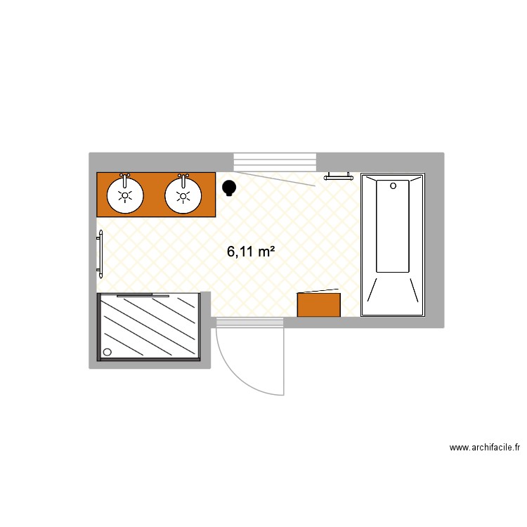 SdB Haarlem 1. Plan de 1 pièce et 6 m2