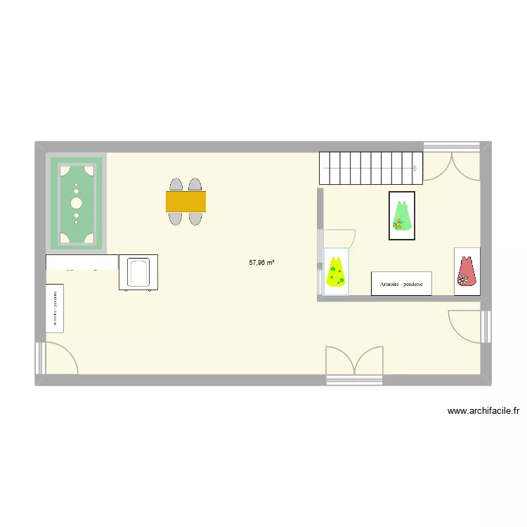 2 eme plan gwen. Plan de 1  et 58 m²