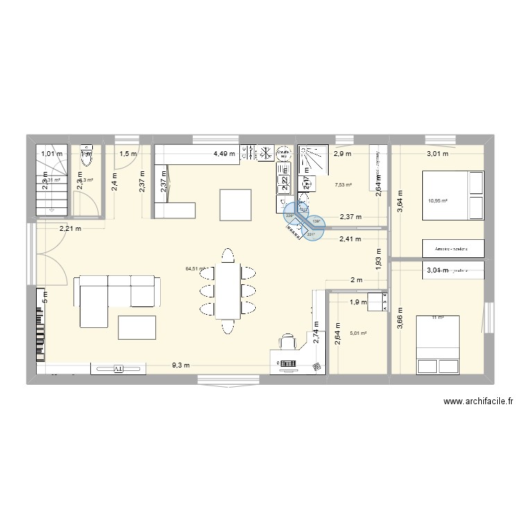 PLAN MAISON. Plan de 7 pièces et 104 m2
