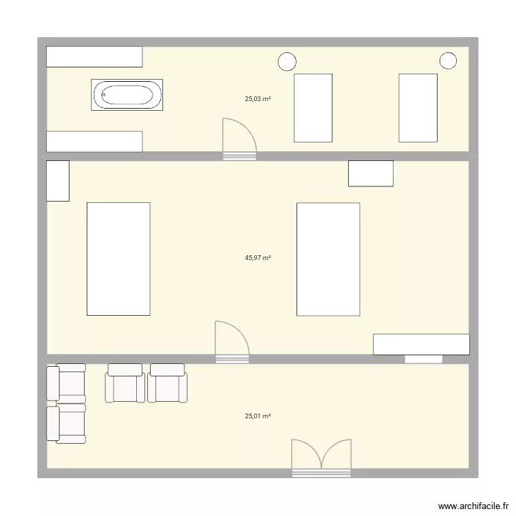 Futur salon de toilettage. Plan de 3  et 96 m²