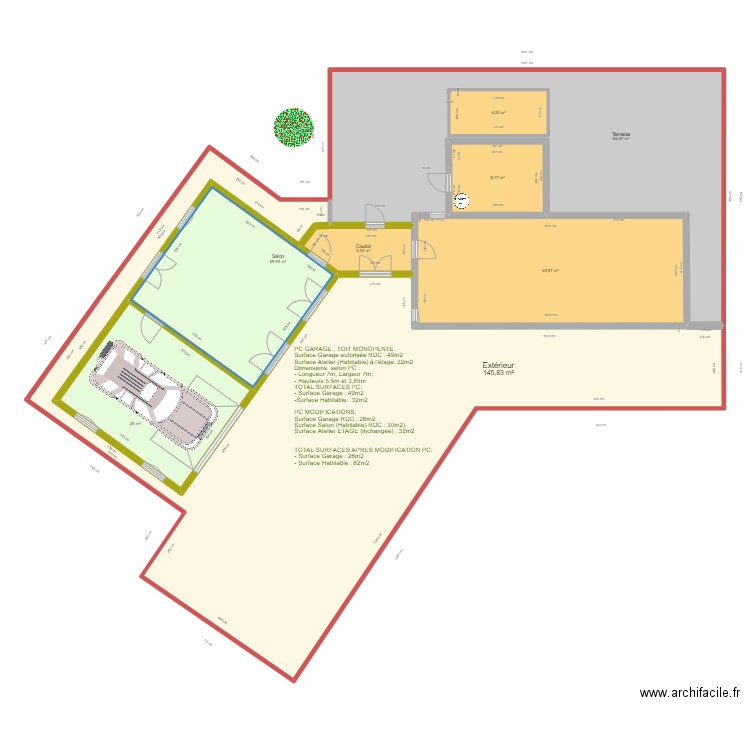 PLAN TRAVAUX SELON PC EXTENSION 1. Plan de 8 pièces et 339 m2