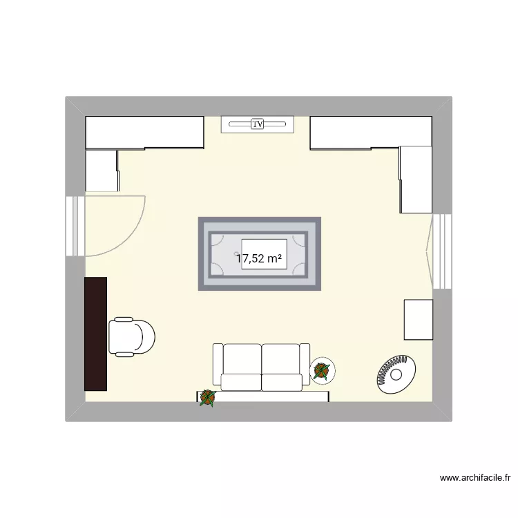 pi&egrave;ce dressing2. Plan de 1  et 18 m²