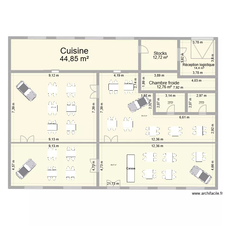 resto. Plan de 9  et 322 m²