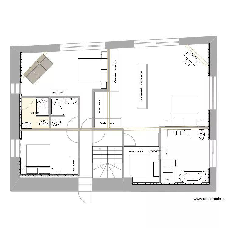 meymans R2 n4. Plan de 1 Pièce et 4 m²