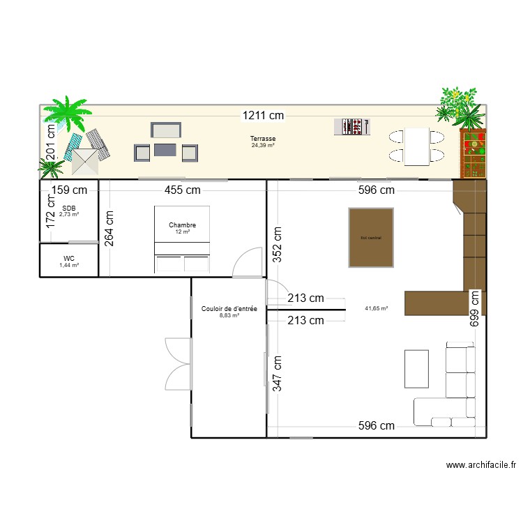 DV plan. Plan de 6 pièces et 91 m2
