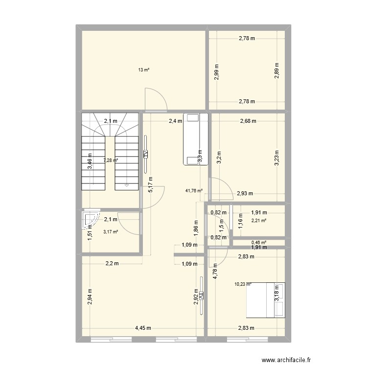 rachid plant. Plan de 7 pièces et 78 m2