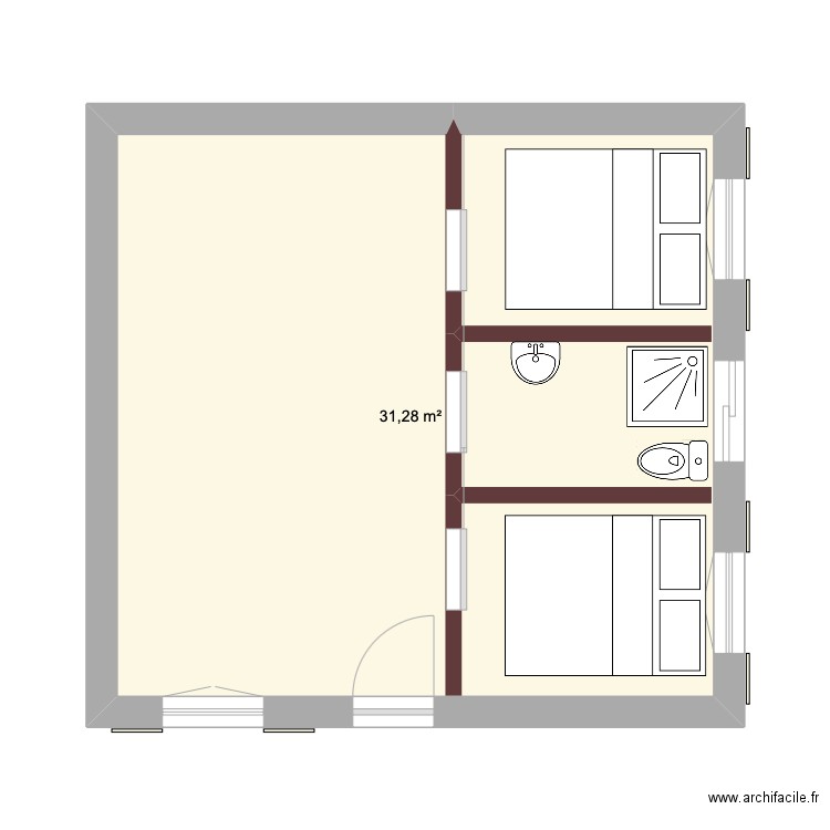 projet 3. Plan de 1 pièce et 31 m2