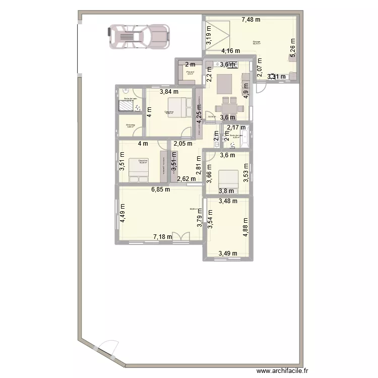 Villa 2. Plan de 9 Pièces et 169 m² Villa 2. Plan de 9 Pièces et 169 m²