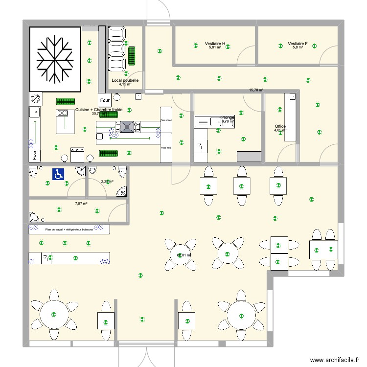 plan restaurant Gauthier / Maewenn. Plan de 10 pièces et 166 m2