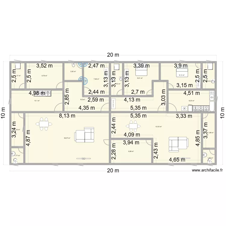 Lambar&eacute;n&eacute; 1er,&eacute;tage. Plan de 18 Pièces et 178 m²