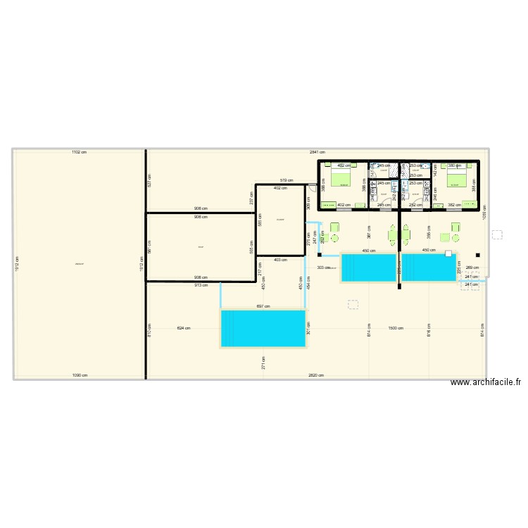 2 Bungalows 2. Plan de 10 pièces et 797 m2