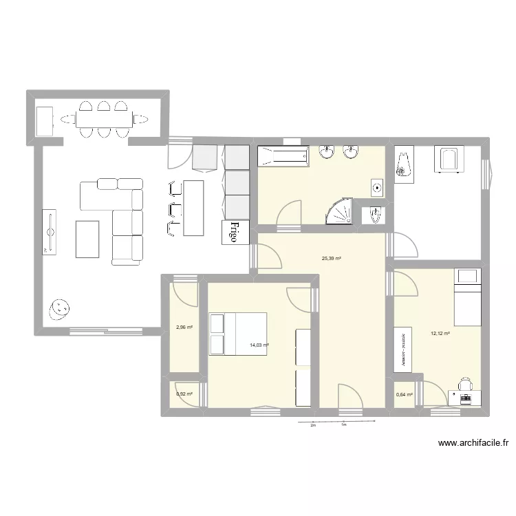 maison 2. Plan de 6  et 56 m²