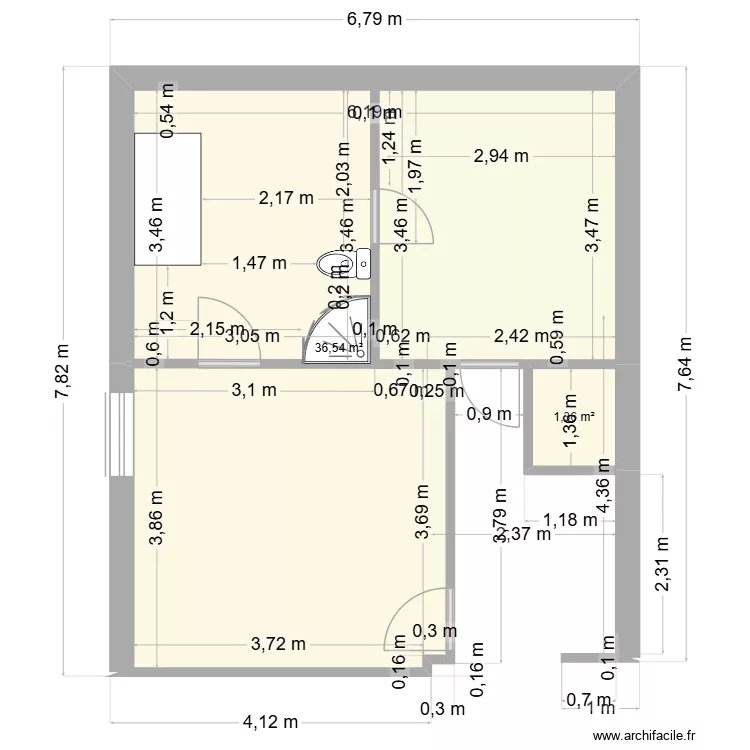 CHAMBRE PEPETTE LES BB MODIFIEE-3. Plan de 2 Pièces et 38 m² CHAMBRE PEPETTE LES BB MODIFIEE-3. Plan de 2 Pièces et 38 m²