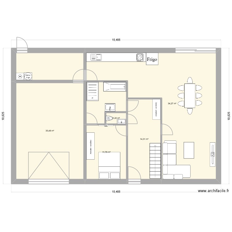 carvin. Plan de 5 pièces et 115 m2