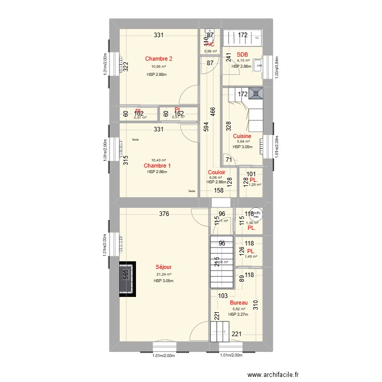 Logement SANNE . Plan de 15 pièces et 74 m2