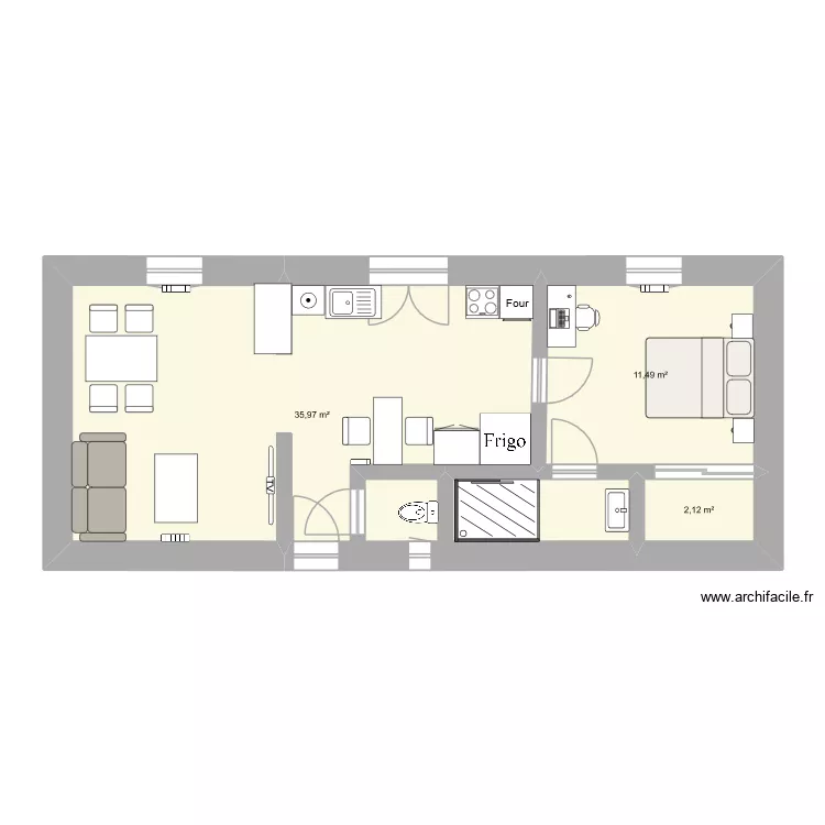 2TNE HENRY CAMRON. Plan de 3 Pièces et 50 m²