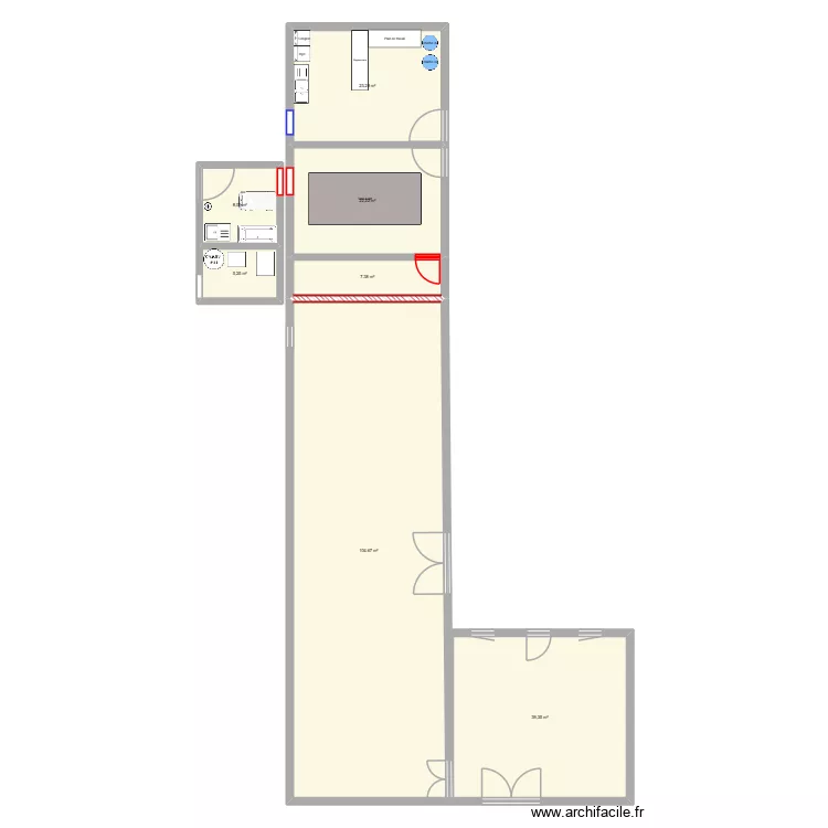 laiterie. Plan de 7  et 210 m²