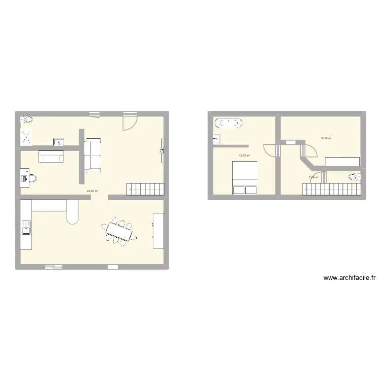 maison 1. Plan de 4  et 98 m²