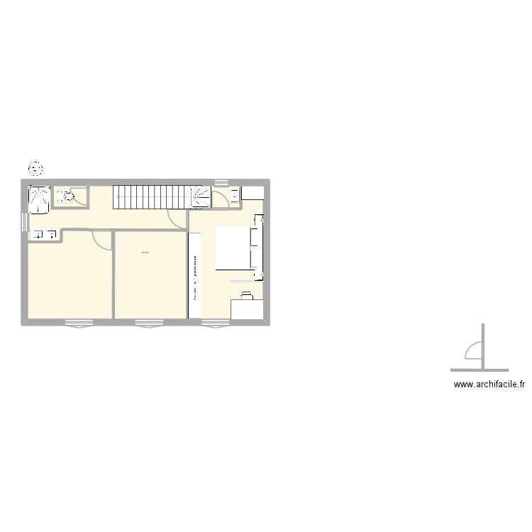 R+1 v01. Plan de 1 pièce et 54 m2