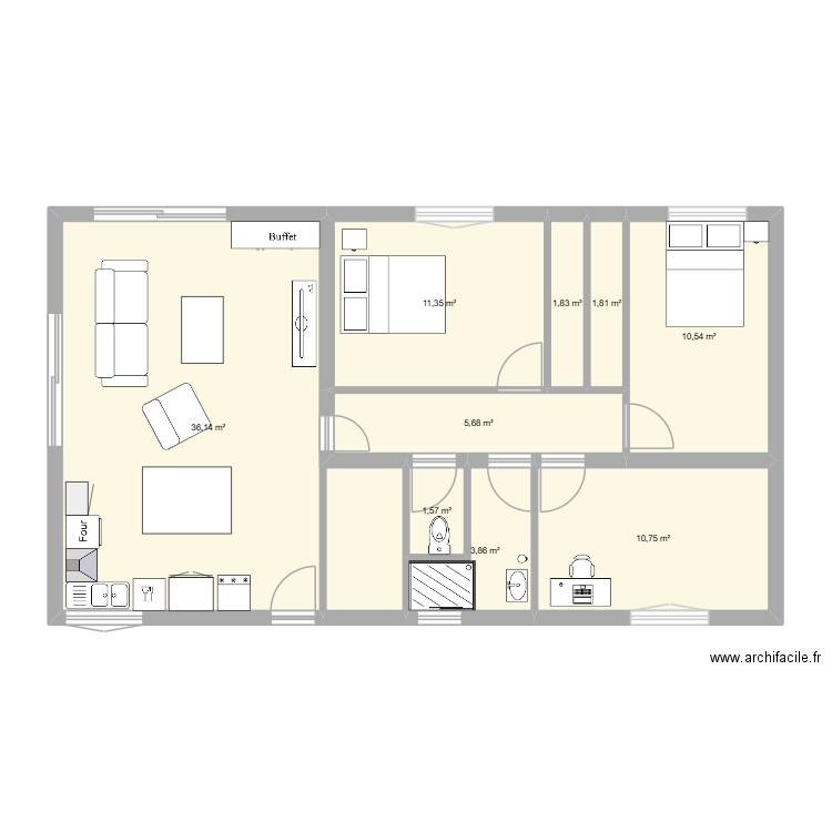 Plan 2. Plan de 9 pièces et 84 m2