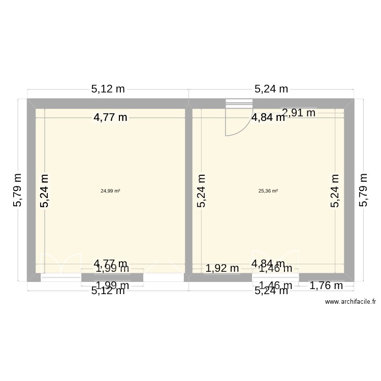 aizenay new x2. Plan de 2 pièces et 50 m2