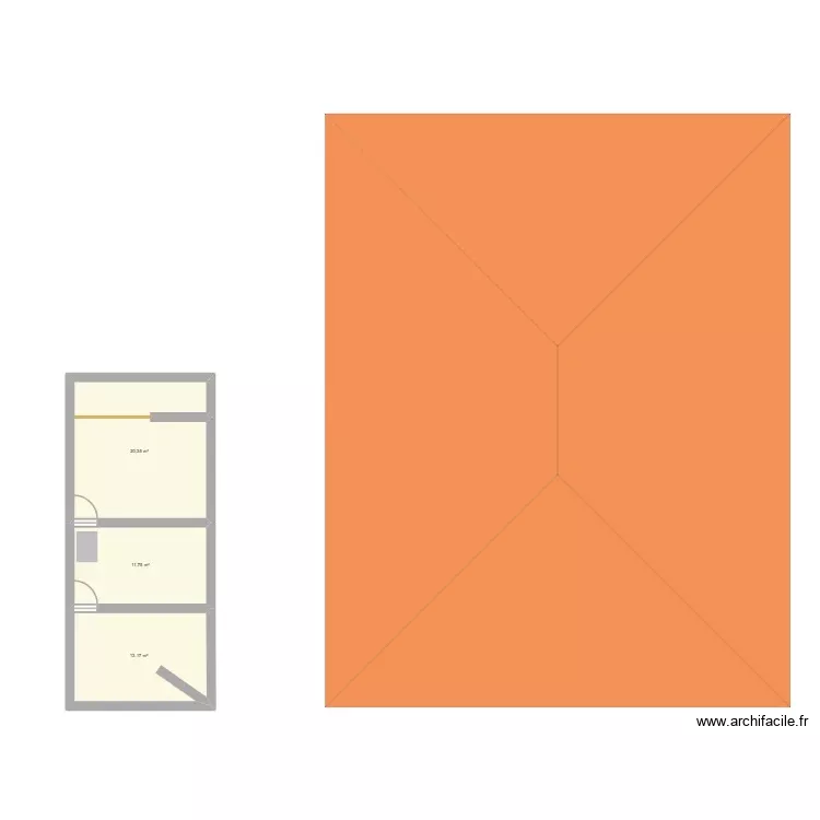 Comble. Plan de 3 Pièces et 45 m² Comble. Plan de 3 Pièces et 45 m²