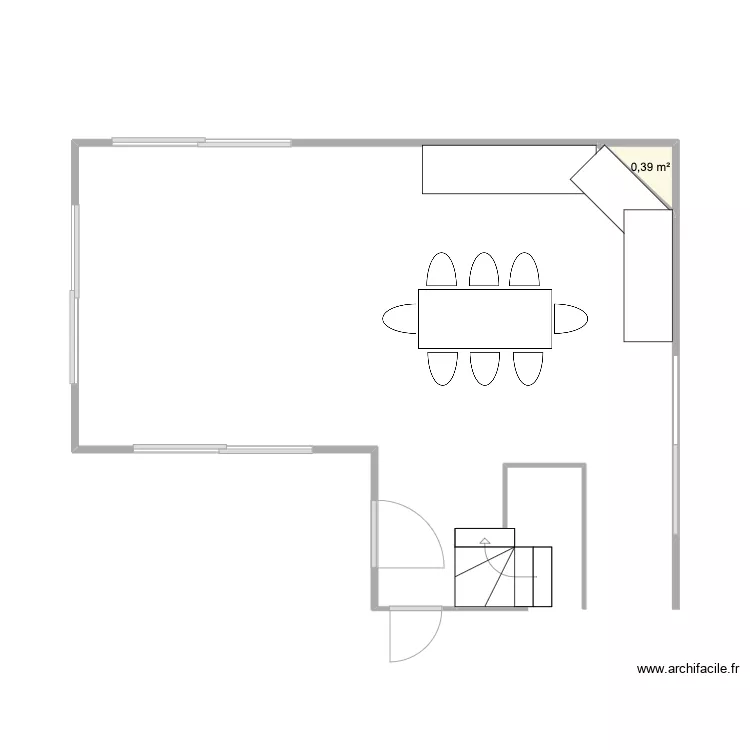 Cuisine salon Table milieu. Plan de Cuisine salon Table milieu. Plan de