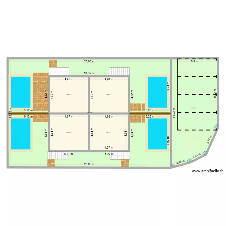 Bungalow. Plan de 6 et 352 m² Bungalow. Plan de 6 et 352 m²