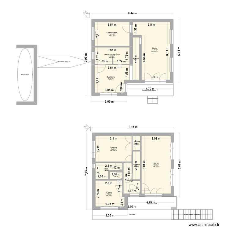 Chalet MMJ. Plan de 13 pièces et 97 m2