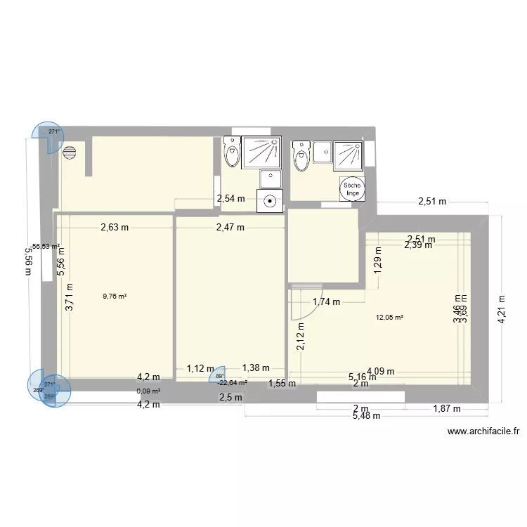plan pointe 2 CHANBRES ETAGE ESSAI CARO. Plan de 