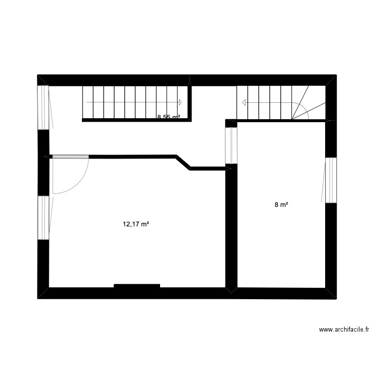 1er étage emi. Plan de 3 pièces et 29 m2