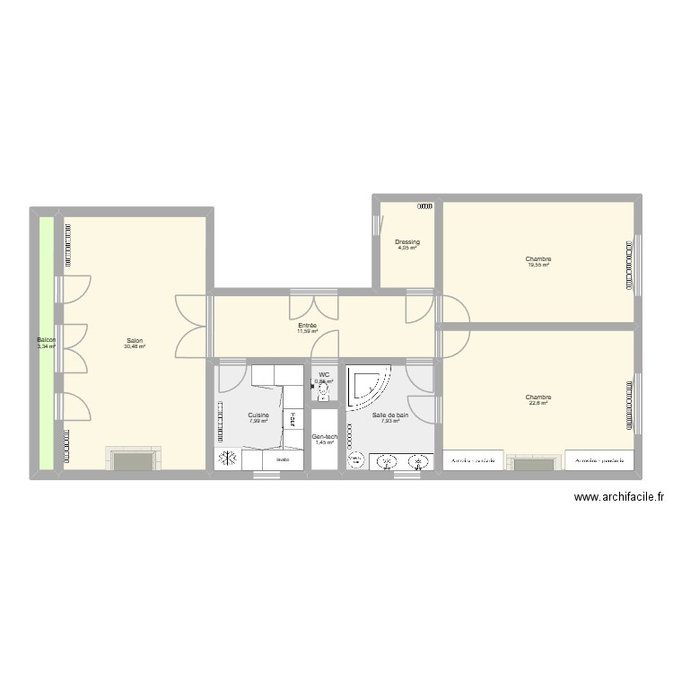 Vleurgat 229 app 4eme. Plan de 10 pièces et 110 m2