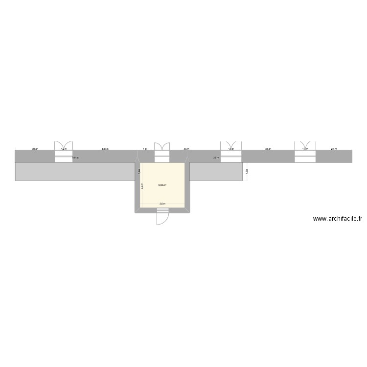 vestiaire. Plan de 1 pièce et 9 m2